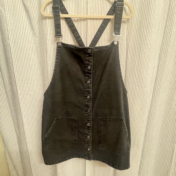 Black Button Down Overall Dress - Picture 1 of 5